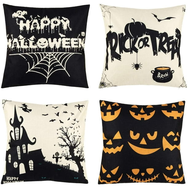 Skull Pattern Halloween Linen Throw Pillow Case Cushion Cover For Car Sofa 18"